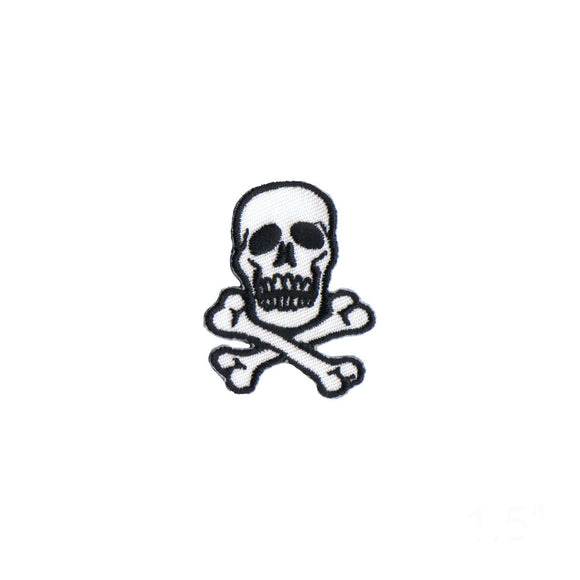 1 1/2 INCH Skull Crossbones Black On White Patch Embroidered Iron On Applique