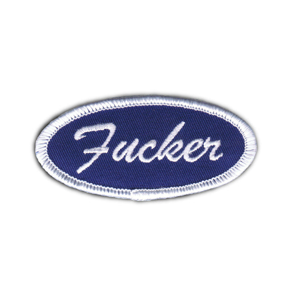 F*cker Name Tag Blue Patch Novelty Badge Sign Curse Embroidered Iron On Applique