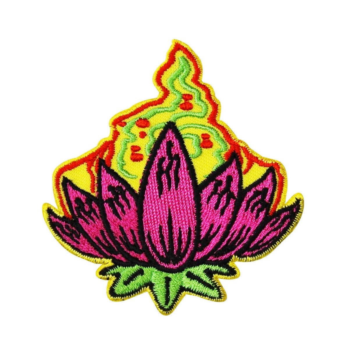 Psychedelic Lotus Flower Patch Zen Hippie Artwork Embroidered Iron On  Applique