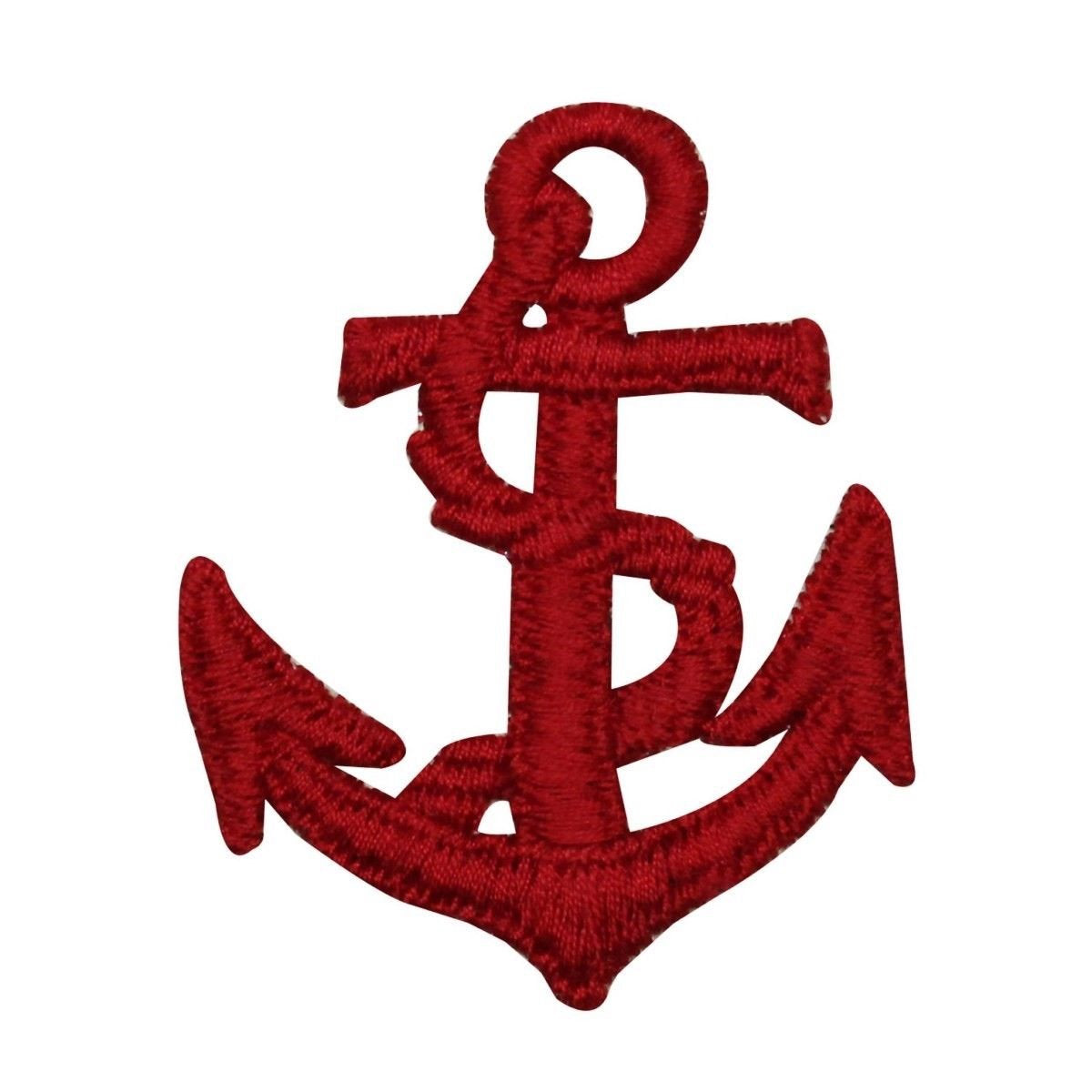 Red Anchor Patch Nautical Rope Boat Weight Embroidered Sew On