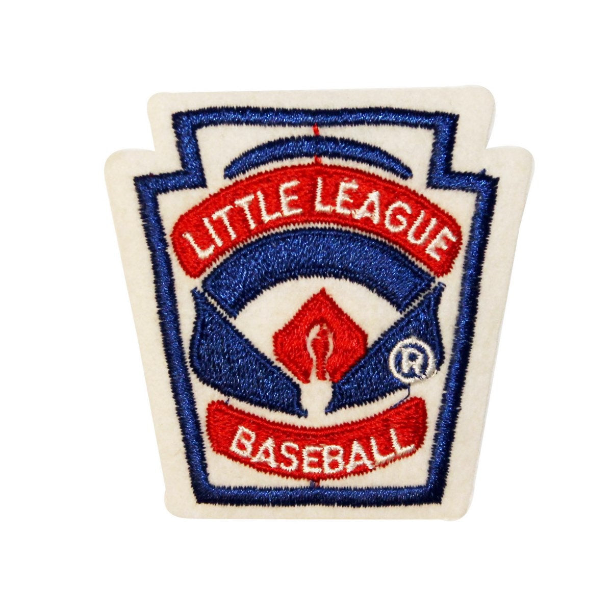 Pair flawed red white blue little league baseball patches sew or iron on  1970s 1980s vintage retro old classic rare badges OI