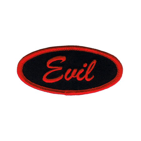 Evil Name Tag Patch Work Shirt Novelty Badge Embroidered Iron On Applique