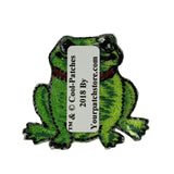 ID 0006C Green Frog With Red Bow tie Patch Cute Embroidered Iron On Applique