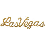ID 0072A "Las Vegas" Name Patch Gold Words DIY Embroidered Iron On Applique