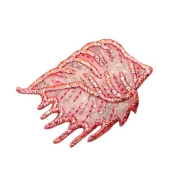 ID 0354B Pink Beach Conch Shell Patch Ocean Life Embroidered Iron On Applique