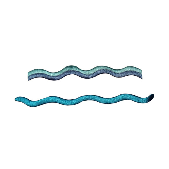 ID 0385AB Set of 2 Beach Wave Patch Ocean Craft DIY Embroidered Iron On Applique