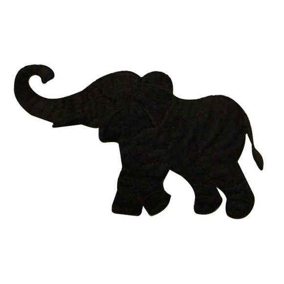 ID 0685 Black Elephant Patch Symbol Wild Animal Zoo Embroidered Iron On Applique