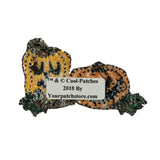ID 0796C Pair of Pumpkins Patch Halloween Lantern Embroidered Iron On Applique