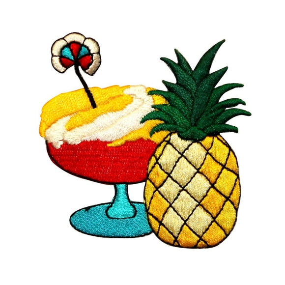 ID 1136 Pineapple Margarita Patch Hawaii Vacation Embroidered Iron On Applique