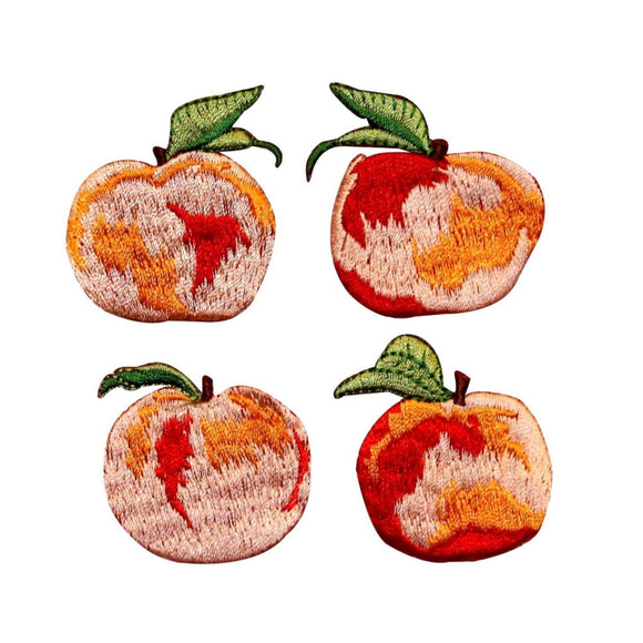 ID 1162A-D Set of 4 Peach Patches Summer Fruit Embroidered Iron On Applique
