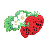 ID 1207Y Strawberry With Flowers Patch Summer Fruit Embroidered Iron On Applique