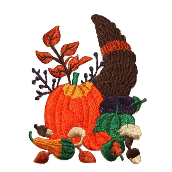ID 1252 Cornucopia Fall Harvest Patch Thanksgiving Embroidered Iron On Applique