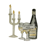 ID 1286 Wine With Glasses And Candle Patch Wedding Embroidered Iron On Applique