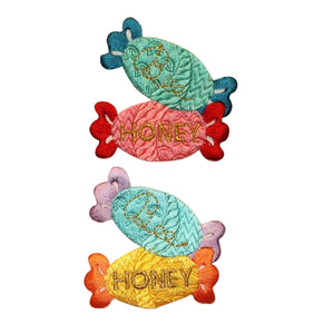 ID 1317AB Set of 2 Pair of Honey Candy Patches Treat Embroidered IronOn Applique