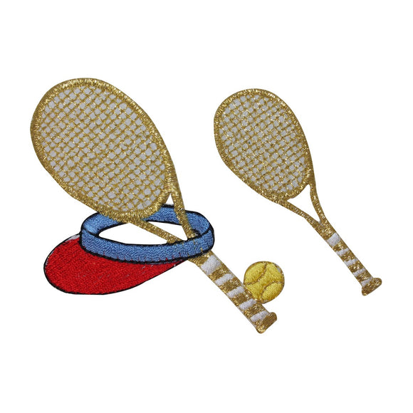 ID 1586AB Set of 2 Tennis Racket Patches Racquet Embroidered Iron On Applique