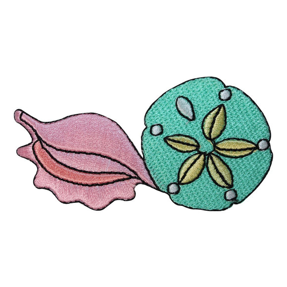 ID 1723 Seashell Sand Dollar Patch Tropical Beach Embroidered Iron On Applique