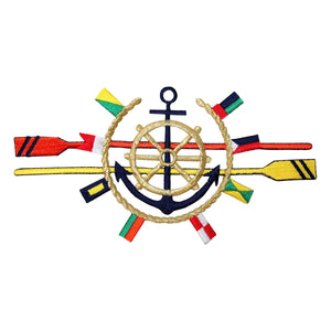 ID 1992 Nautical Sailing Patch Boat Ship Paddle Emblem Design Iron On Applique