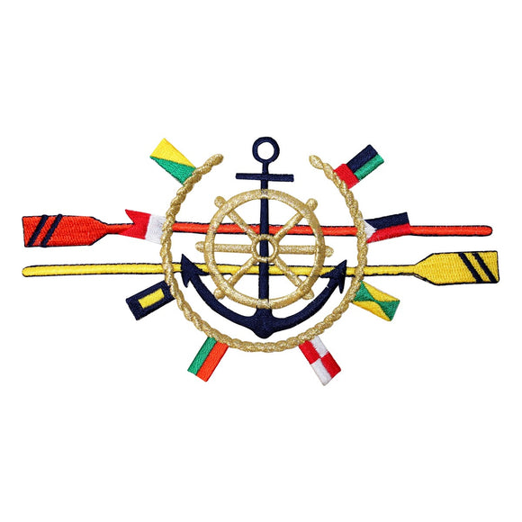 ID 1992 Nautical Sailing Patch Boat Ship Paddle Emblem Design Iron On Applique