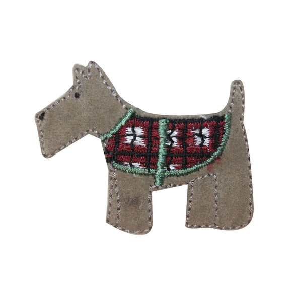 ID 2845B Fuzzy Scottish Terrier Patch Dog Vest Pet Embroidered Iron On Applique