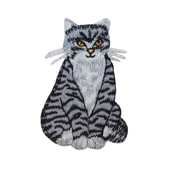 ID 3005 Stripped Cat Patch Kitten Kitty Happy Pet Embroidered Iron On Applique