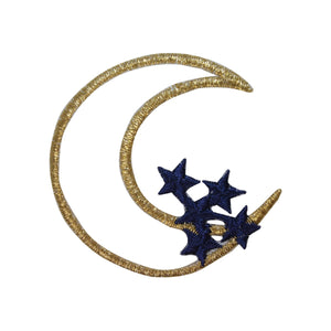 ID 3159 Moon And Stars Patch Outline Night Sky Embroidered Iron On Applique