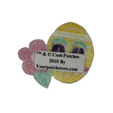 ID 3350C Easter Egg With Flowers Patch Spring Basket Embroidered IronOn Applique