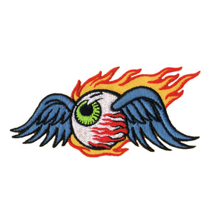 Artist Reed Flaming Eyeball Patch Biker Wings Ink Embroidered Iron On Applique