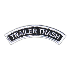 Trailer Trash Name Tag Arch Patch Novelty Badge Embroidered Iron On Applique