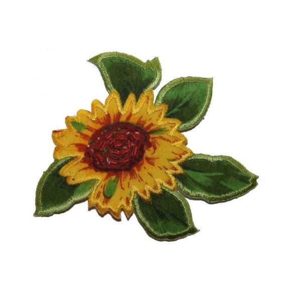 ID 6022 Yellow Sunflower Leaves  Flower Garden nature Iron On Applique Patch
