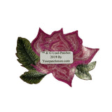 ID 6161 Pink Sequin Rose Flower Patch Love Blossom Embroidered Iron On Applique