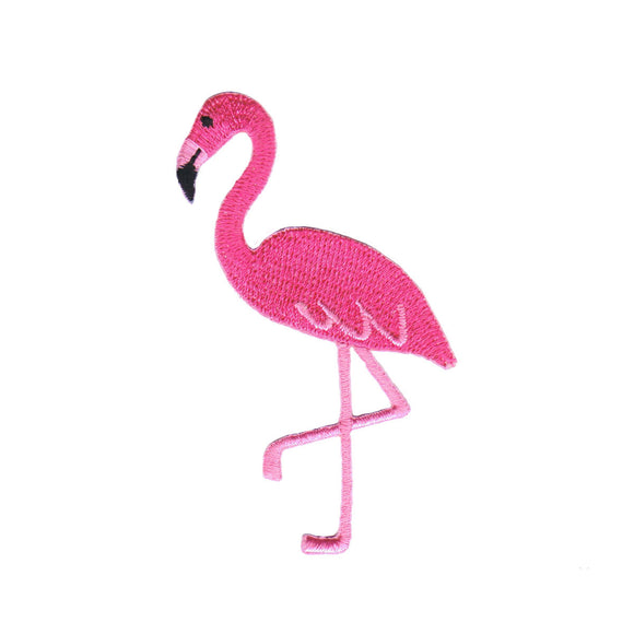 Pink Flamingo Bird Embroidered Iron On Badge Applique Patch FD 3 INCH