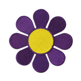 3 Inch Daisy Dark Purple Petals Yellow Center Flower Iron-On Patch DIY Applique