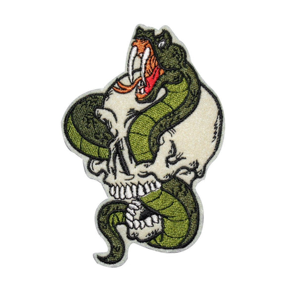 Snake Coiled In Skull Patch Cobra Tattoo Art Biker Embroidered Iron On Applique…