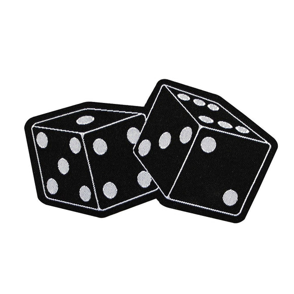 Black & White Dice Patch Die Roll Board Game Gambling Woven Sew On Applique