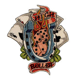High Roller Poker Hand Patch 4 Aces Dice Gamble Embroidered Iron On Applique