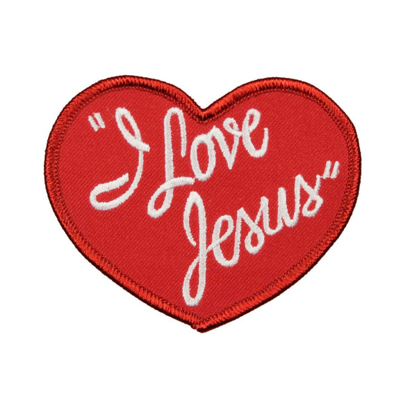 I Love Jesus Heart Patch Spiritual Religion Faith Embroidered Iron On Applique