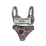 ID 7745 Purple Heart Bikini Patch Swim Suit Fashion Embroidered Iron On Applique