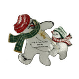 ID 8004 Snowmen Dancing Patch Snow Man Winter Scarf Embroidered Iron On Applique