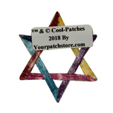ID 8262 Jewish Star of David Patch Shield Hanukkah Embroidered Iron On Applique