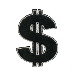 Black Silver Dollar Sign Patch Money Symbol Embroidered Iron On Badge Applique