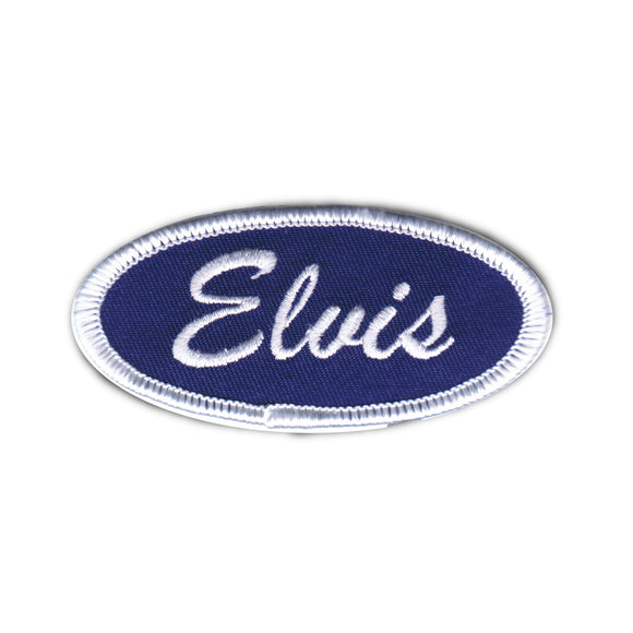Elvis Name Tag Blue Patch Costume Novelty Symbol Embroidered Iron On Applique