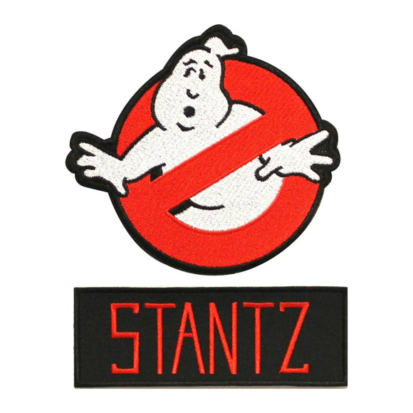 Ghostbusters Stantz Name Tag & No Ghost Embroidered Iron On Applique Patches