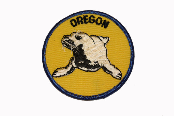FB067C Oregon Sea Lion Blue Border Embroidered Applique Travel Souvenir Patch FD