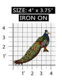 ID 0038B Peacock Colorful Bird Long Feathers Embroidered Iron On Applique Patch