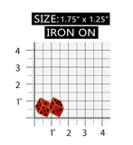 ID 0057H Pair of Red Dice With Gold Trim Patch Roll Embroidered Iron On Applique