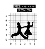 ID 0153 Dancing Couple Silhouette Patch Shadow 50's Embroidered Iron On Applique
