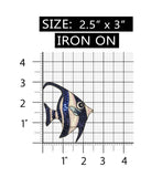 ID 0202 Tropical Angel Fish Patch Shiny Stripes Ocean Fishing Iron On Applique