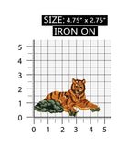 ID 0656 Wild Tiger Laying Patch Safari Cat Scene Embroidered Iron On Applique