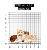 ID 0658 White and Bengal Tiger Patch Circus Zoo Embroidered Iron On Applique