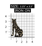 ID 0675B Leopard Statue Patch Cheetah Cat Animal Embroidered Iron On Applique